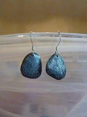 Tiny silver shell drop earrings