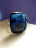 Dichroic Fused Glass Cabochon Mounted on an Adjustable Sterling Silver Ring