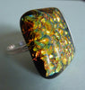 Large Dichroic Fused Glass Adjustable Sterling Silver Ring
