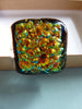 Large Dichroic Fused Glass Adjustable Sterling Silver Ring