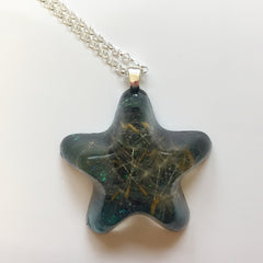 Dandelion seed star with sterling silver bail and chain