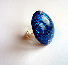 Blue glitter ring