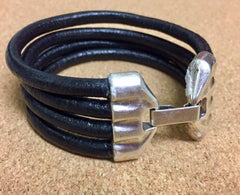 Black 4 strand leather bracelet