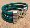 Green 4 strand leather bracelet