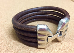 Dark brown 4 strand leather bracelet