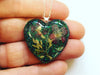 Pressed flower and sparkle resin heart with sterling silver bail  and chain